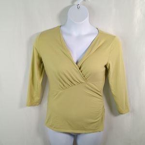 Sundance Light Green V Neck 3/4 Sleeve Top